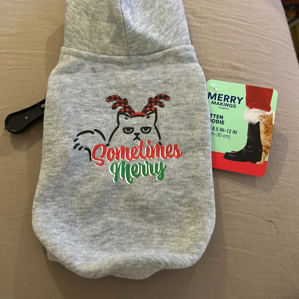 Merry Makings “Sometimes Merry” Kitten Hoodie and Cat Bandanna
